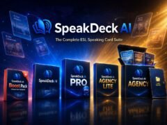 SpeakDeck AI review showing sellable ESL speaking decks, conversation cards and AI-powered ESL product creation tools